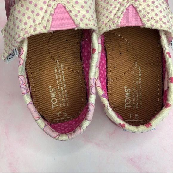 Toms shoes Valentines collection pink hearts & polka dots slip on size 5 infant - Picture 8 of 10